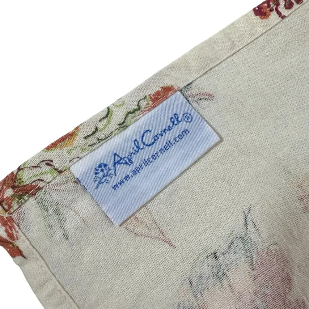 April Cornell Set 4 of Beige Fall Leaves 100% Cotton Cloth Napkins Autumn Decor